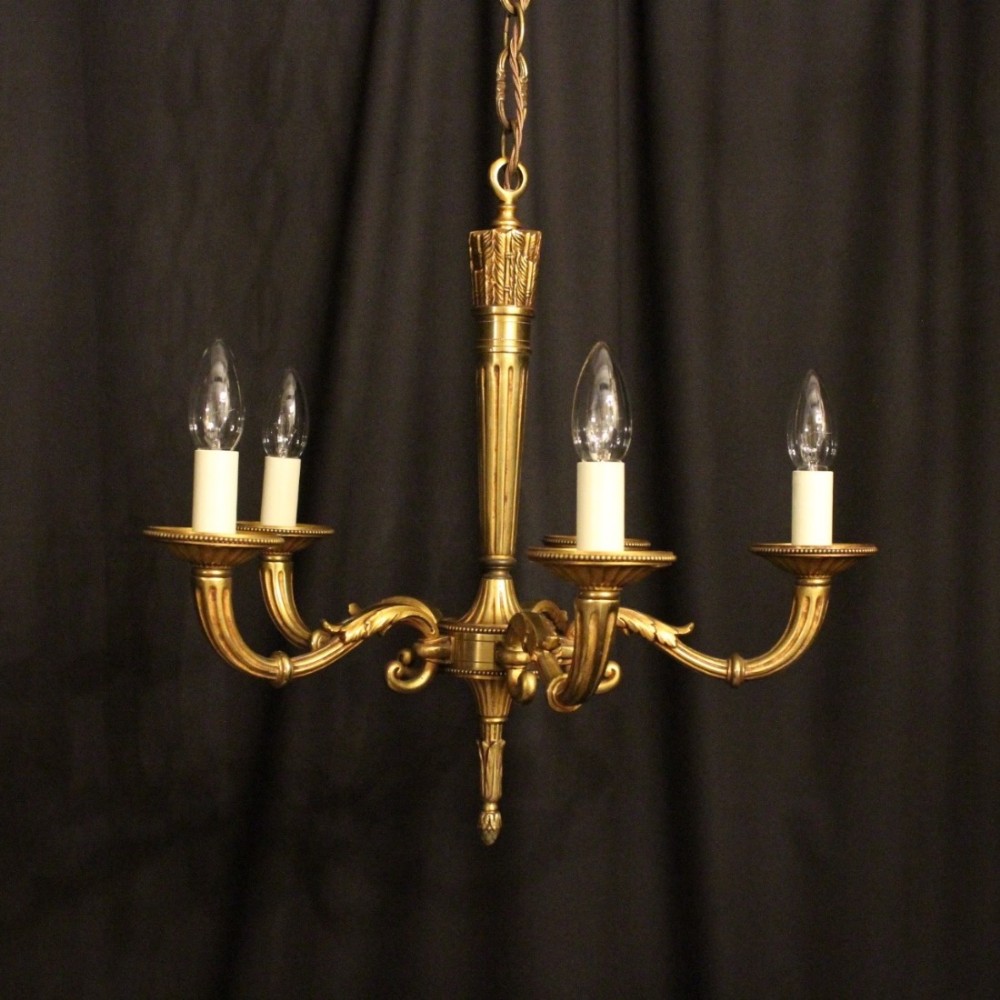 French Gilded 5 Light Antique Chandelier