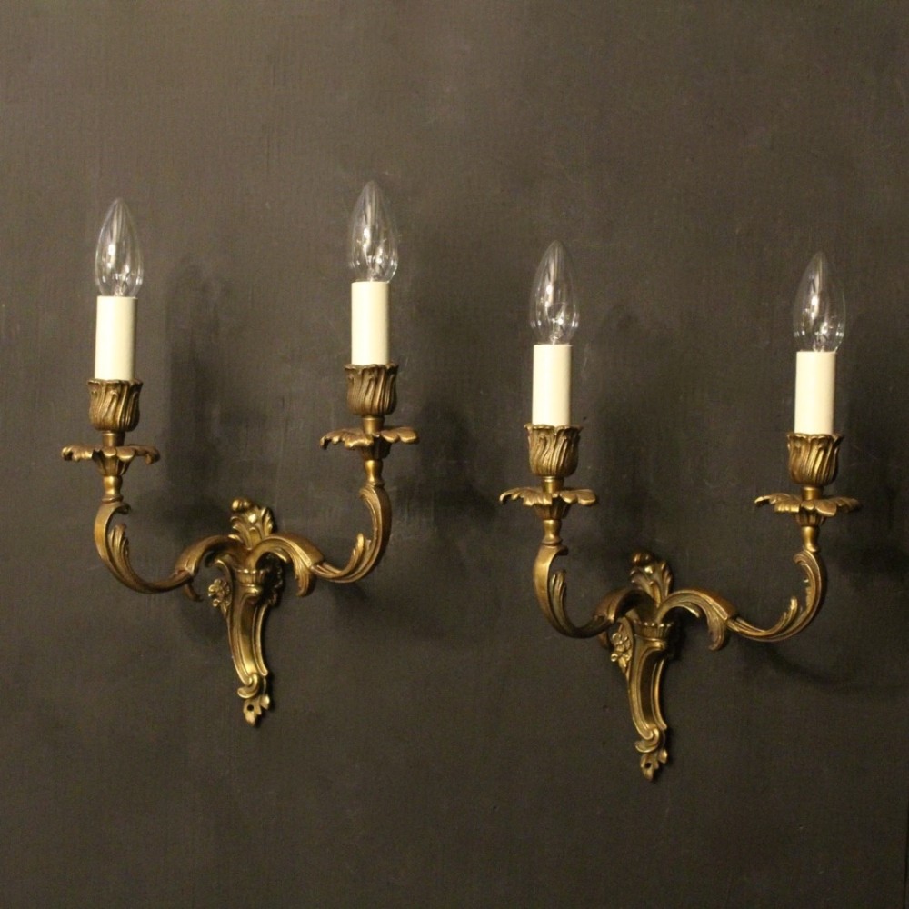 French Pair Of Bronze Antique Wall Lights