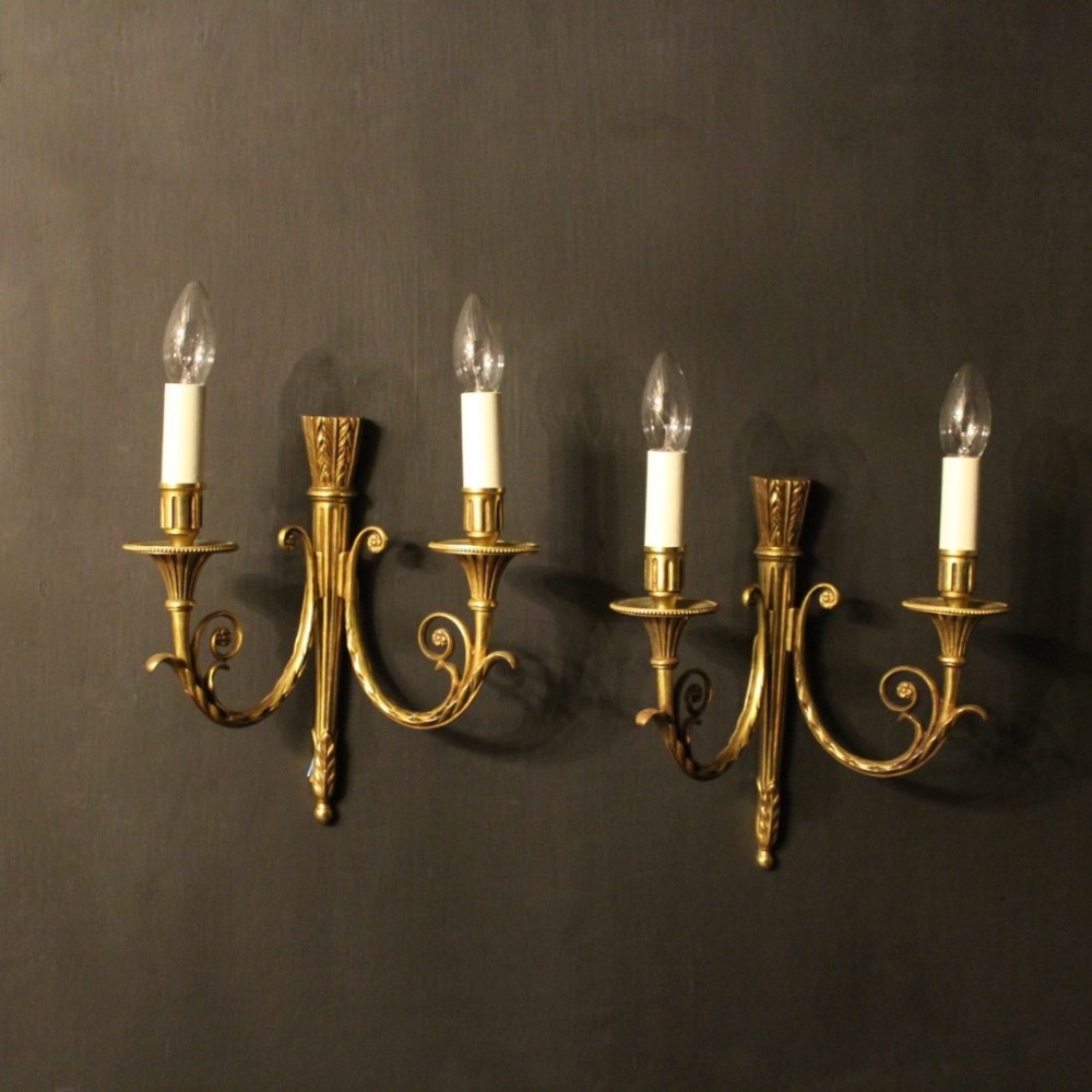 French Pair Of Twin Arm Antique Wall Lights
