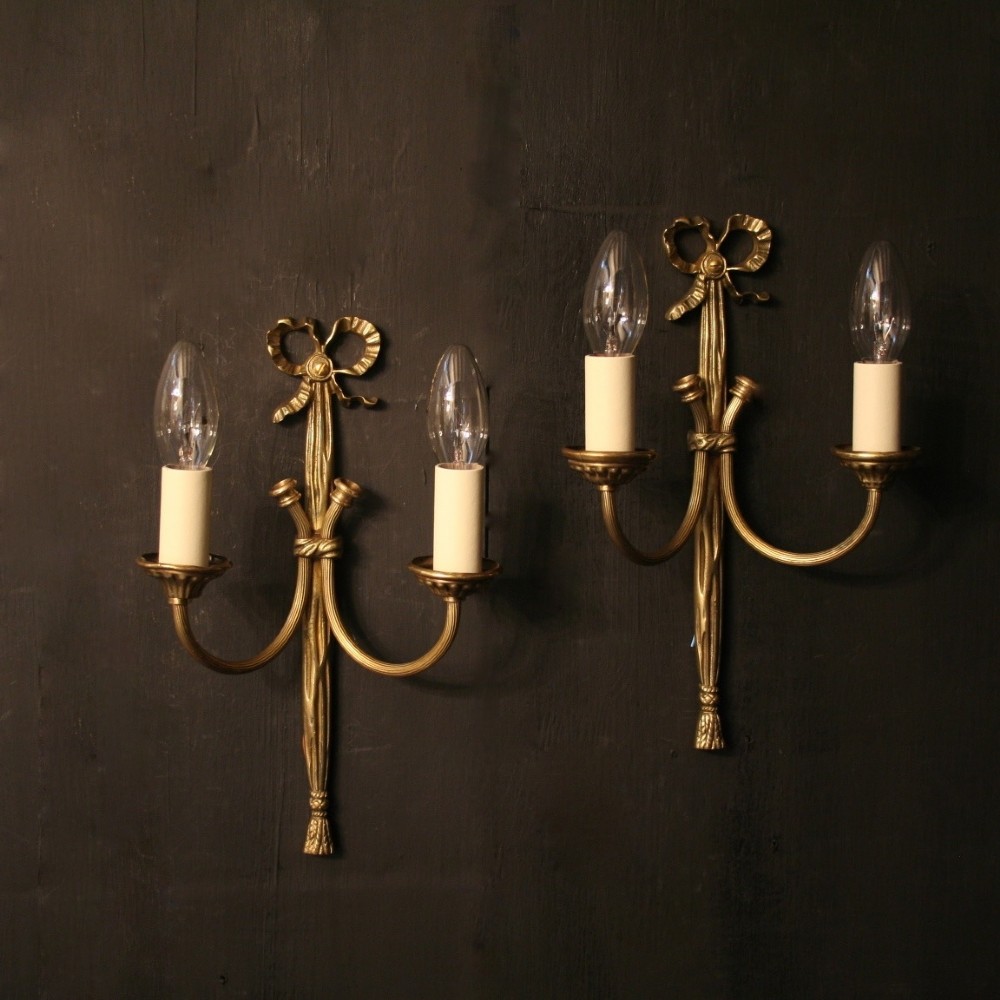 French Pair Of Ribbon Antique Wall Lights