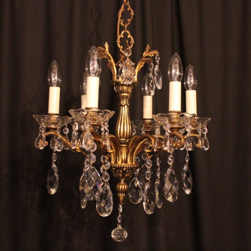 Italian Gilded 6 Light Antique Chandelier