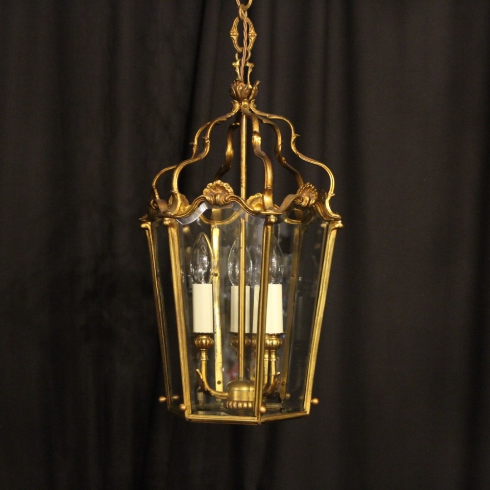French Bronze Three Light Antique Lantern