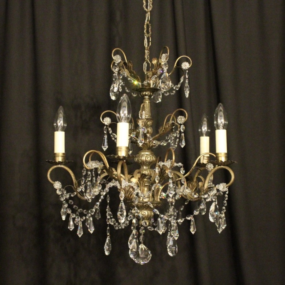 Italian Silver & Swarovski 5 Light Chandelier