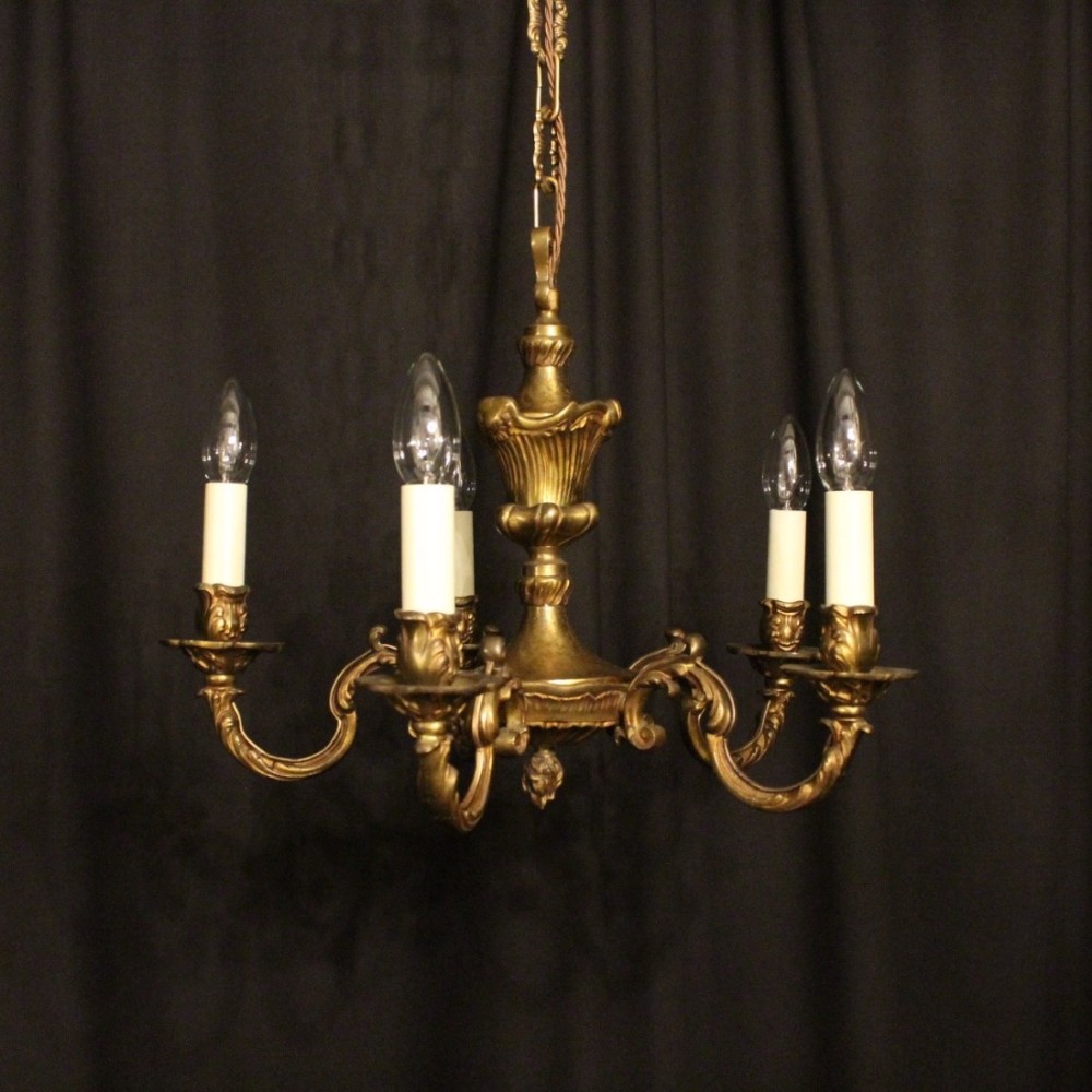French Bronze 5 Light Antique Chandelier