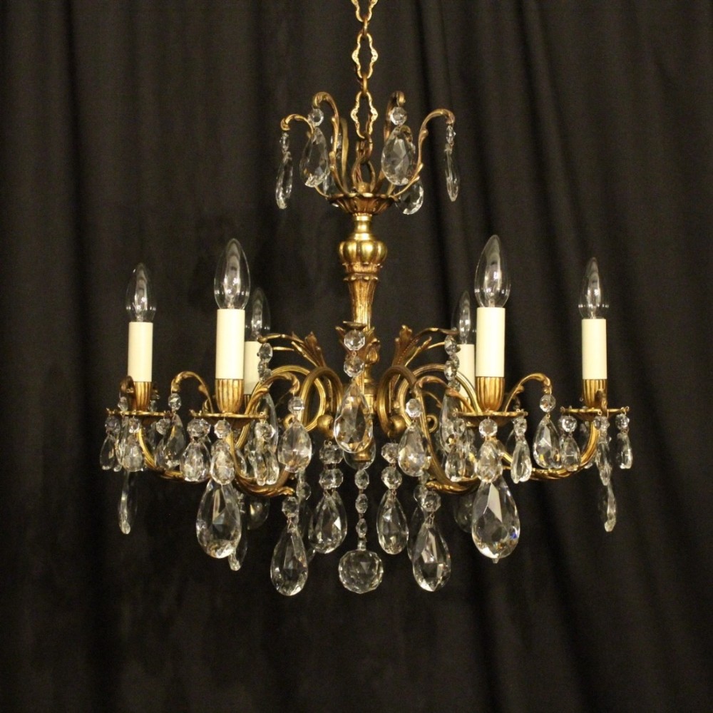 French Gilded 6 Light Antique Chandelier