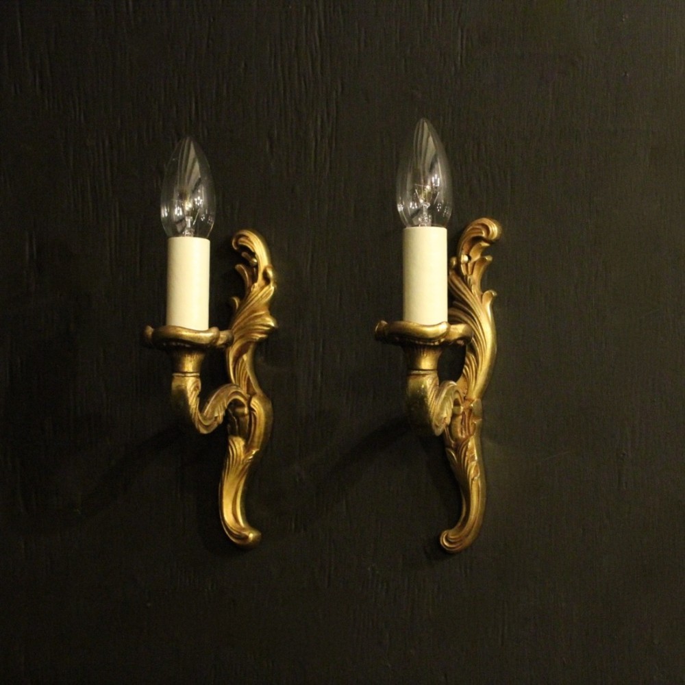 French Pair Of Gilded Single Arm Wall Lights
