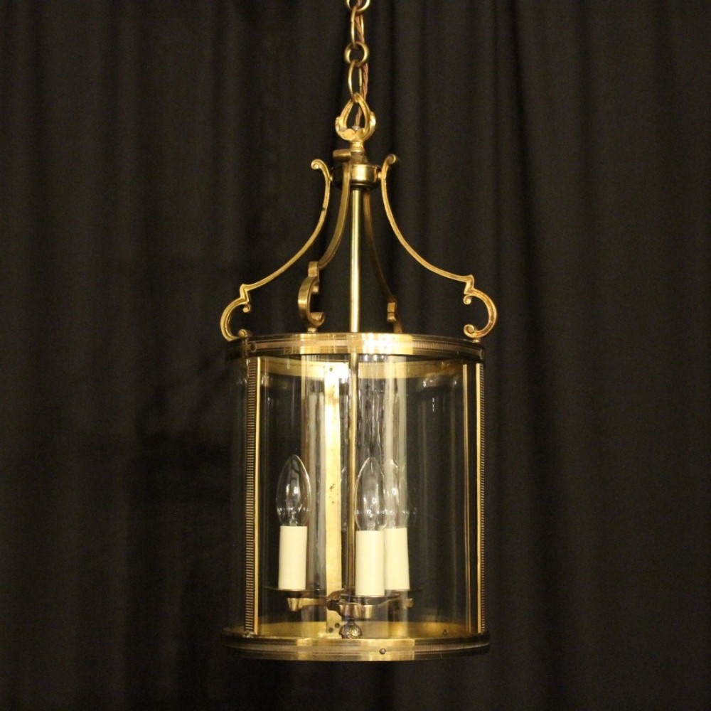 French Triple Light Convex Gilded Antique Lantern
