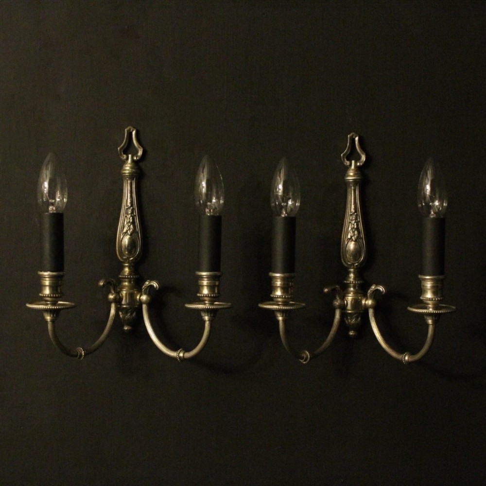 French Pair Of Silver Gilded Antique Wall Lights