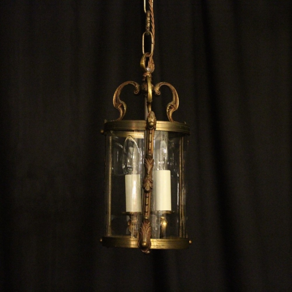 French Gilded Twin Light Antique Hall Lantern