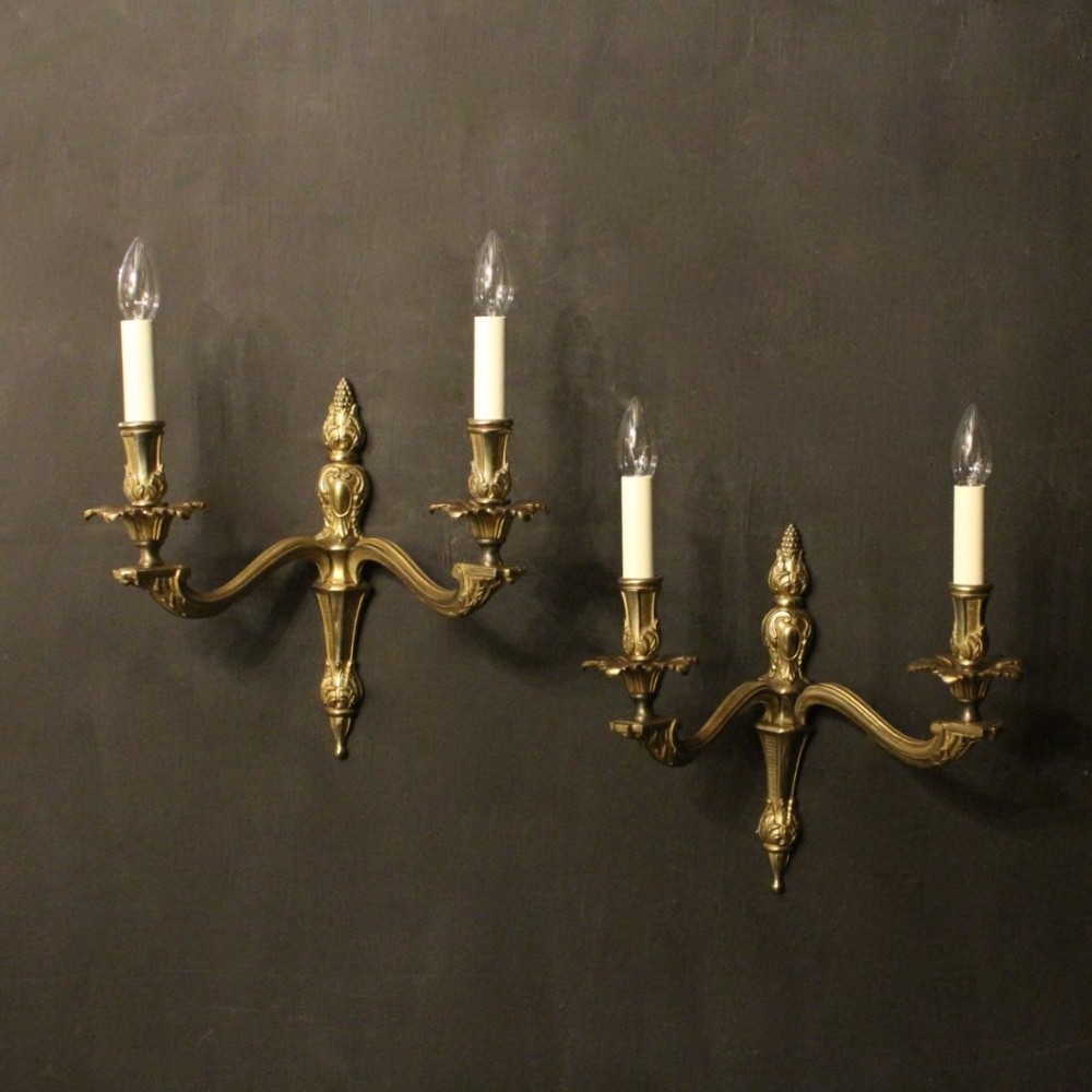 French Pair Of Twin Arm Wall Lights
