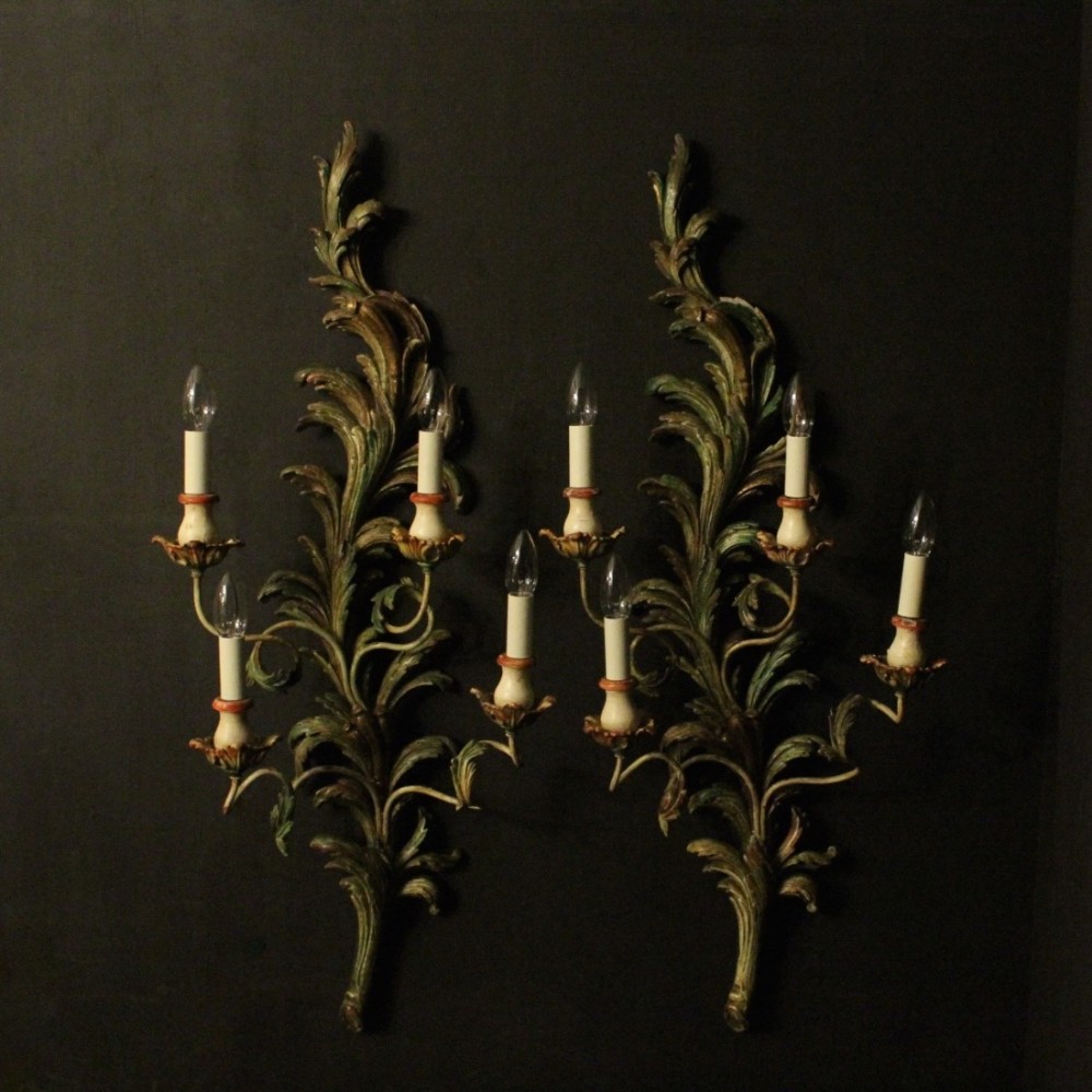 Italian Pair Of Polychrome Wall Lights