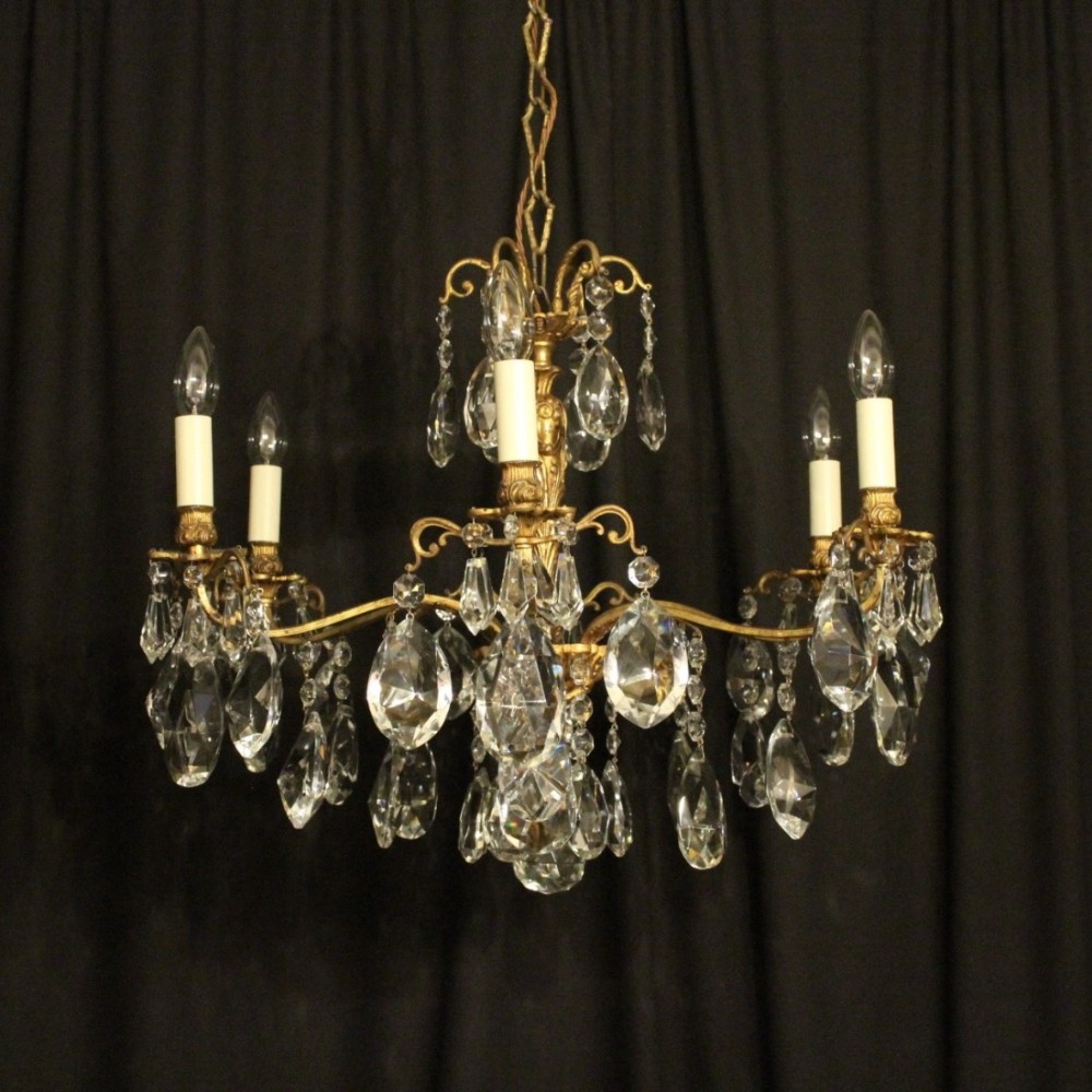 Italian Gilded 6 Light Antique Chandelier
