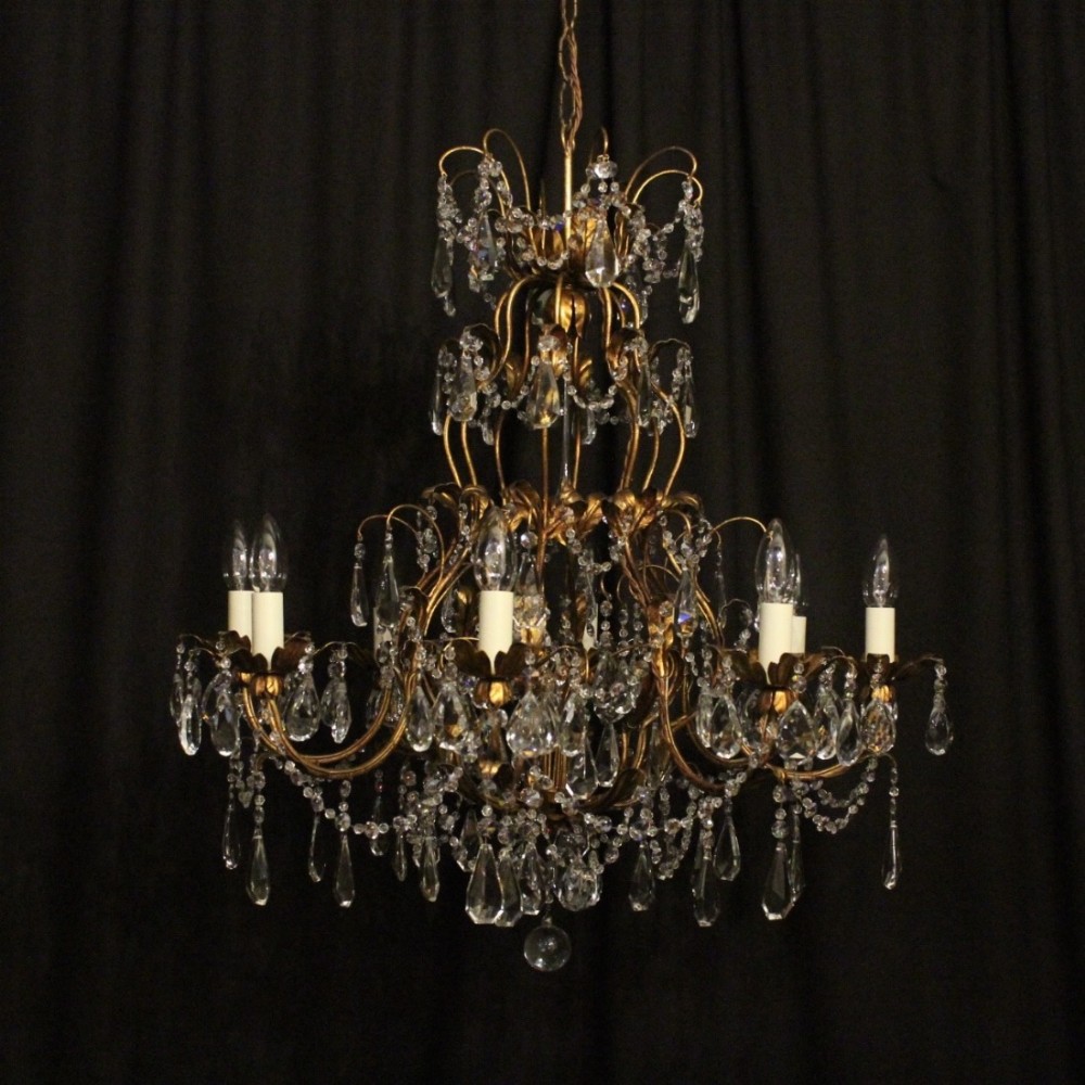 Italian Florentine 8 Light Cage Chandelier