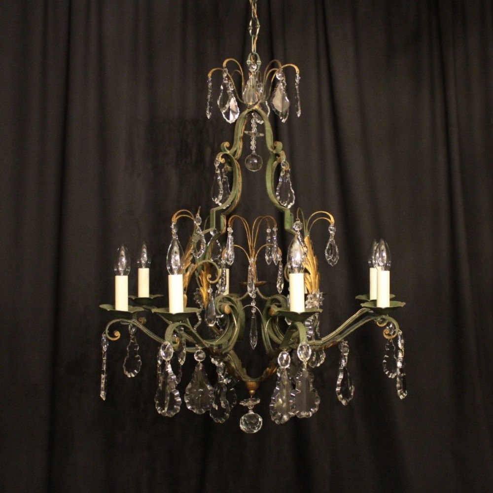 French Toleware 8 Light Antique Chandelier