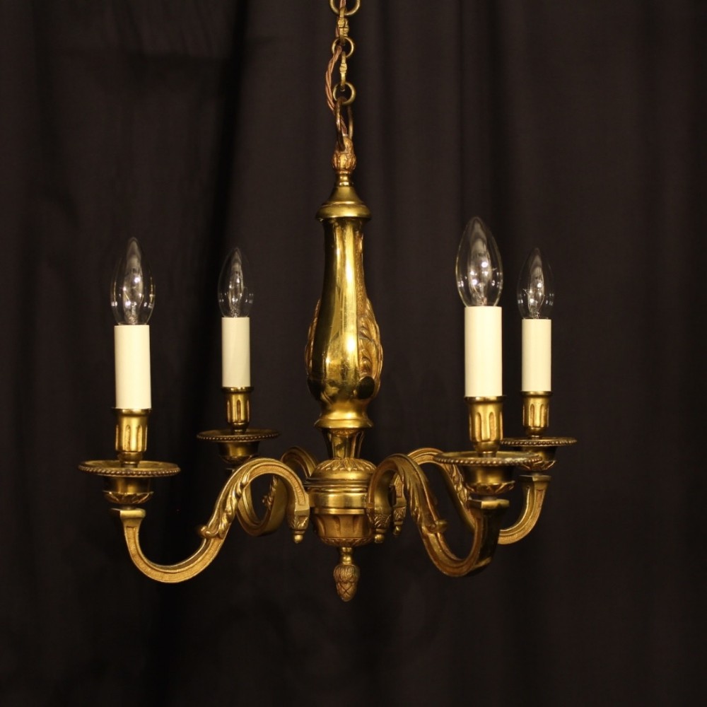 French Bronze 4 Light Antique Chandelier