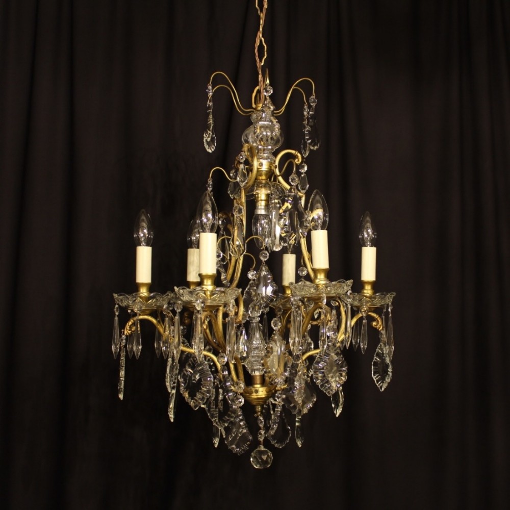 French Gilded Birdcage 7 Light Antique Chandelier