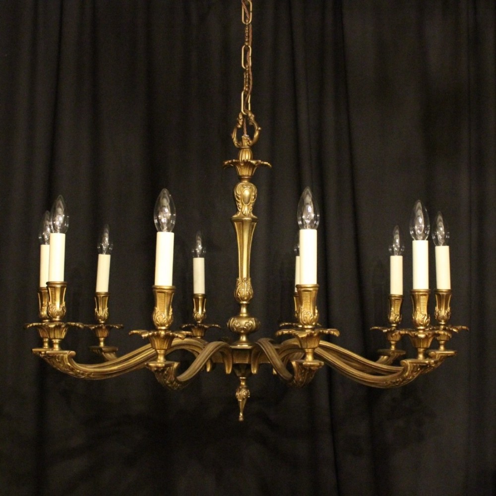 French Gilded Brass 10 Light Chandelier