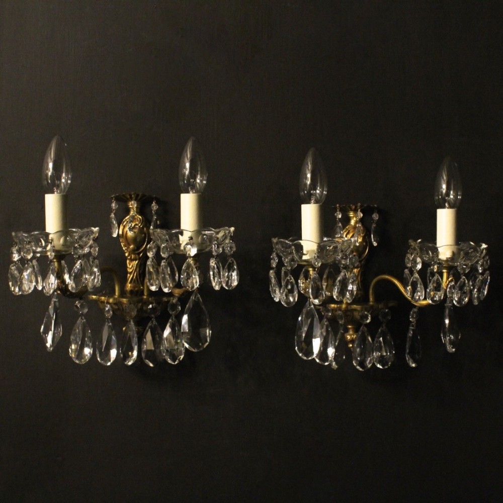 French Pair Of Gilded Twin Arm Wall Lights