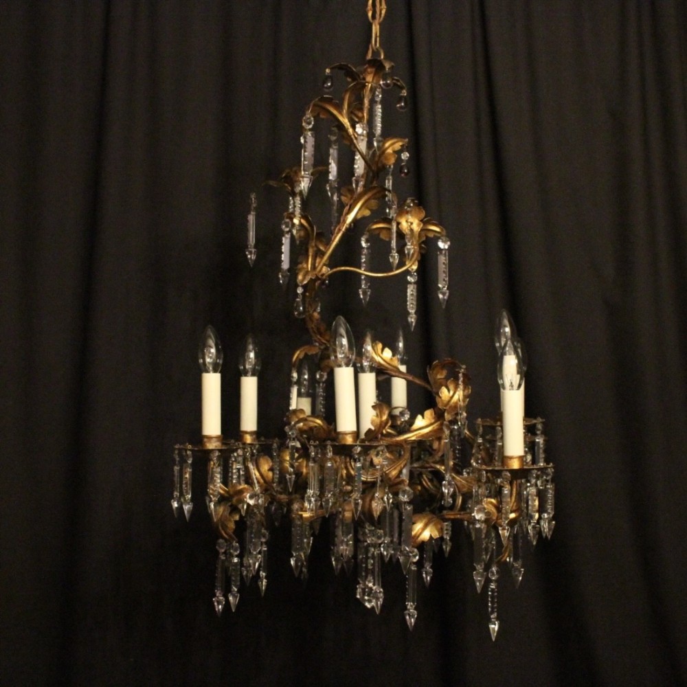 Italian Florentine 9 Light Antique Chandelier