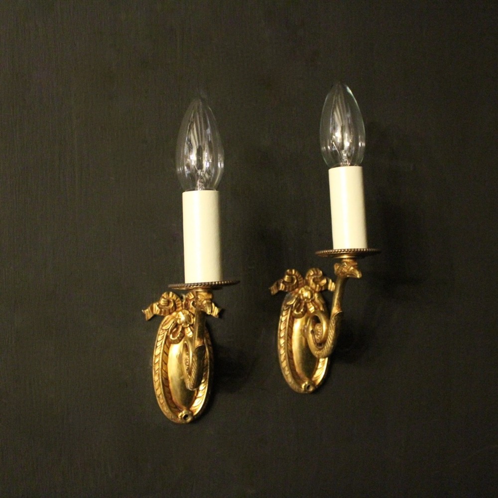 French Pair Of Bronze Single Arm Wall Lights