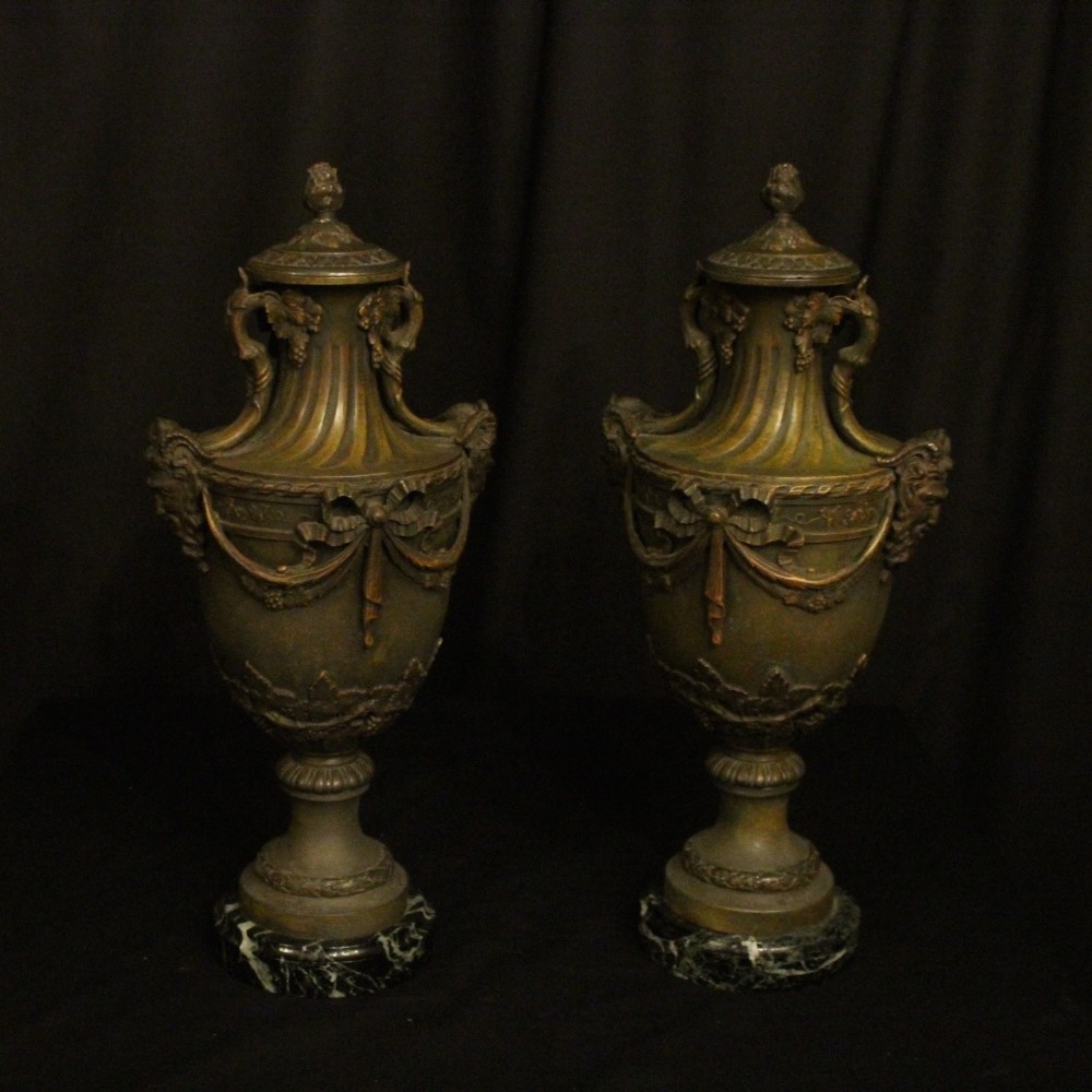 French Decorative Bacchic Headed Urns