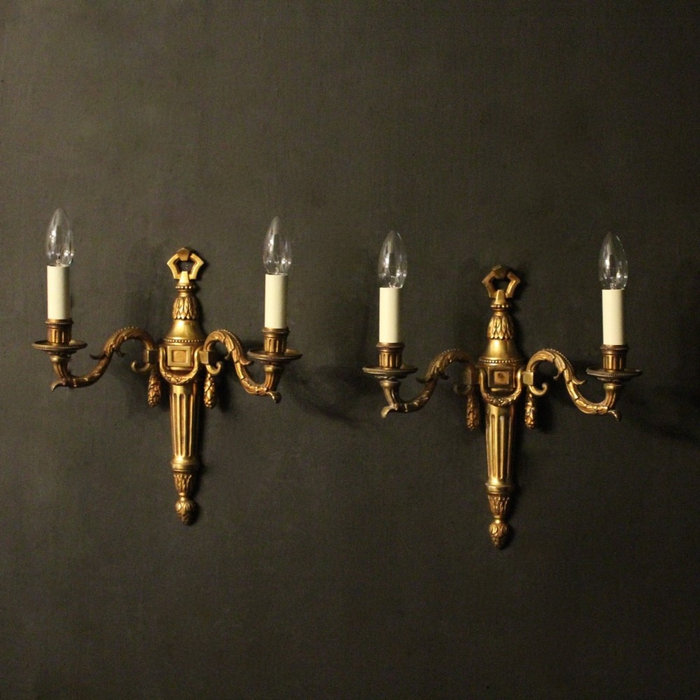 French Pair Of Bronze Antique Wall Lights
