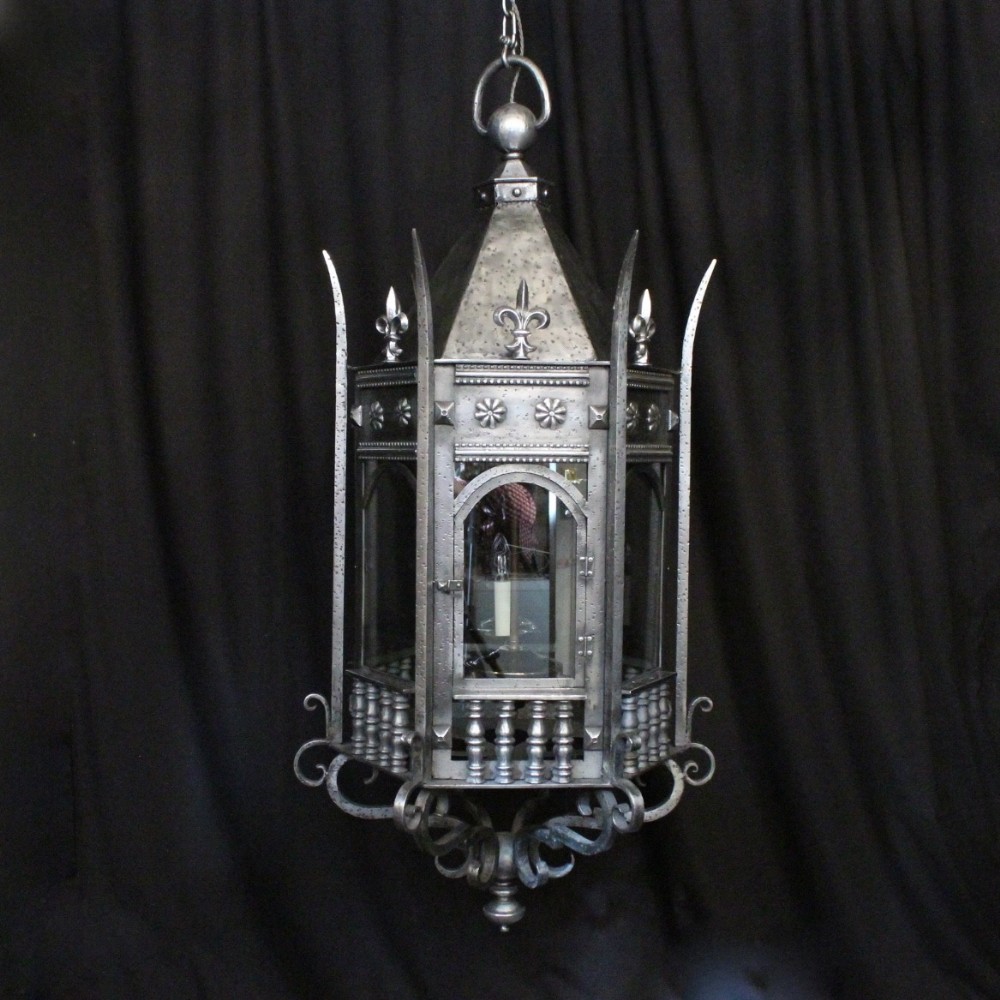 English Triple Light Gothic Antique Lantern