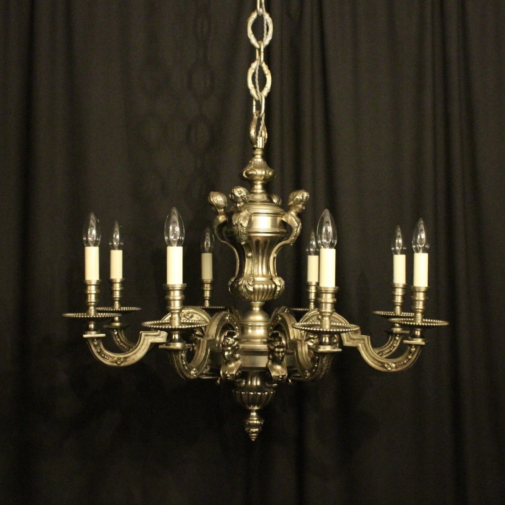 French Silver Gilded 8 Light Antique Chandelier