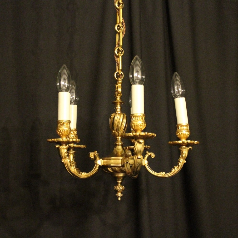 French Gilded Bronze 5 Light Chandelier