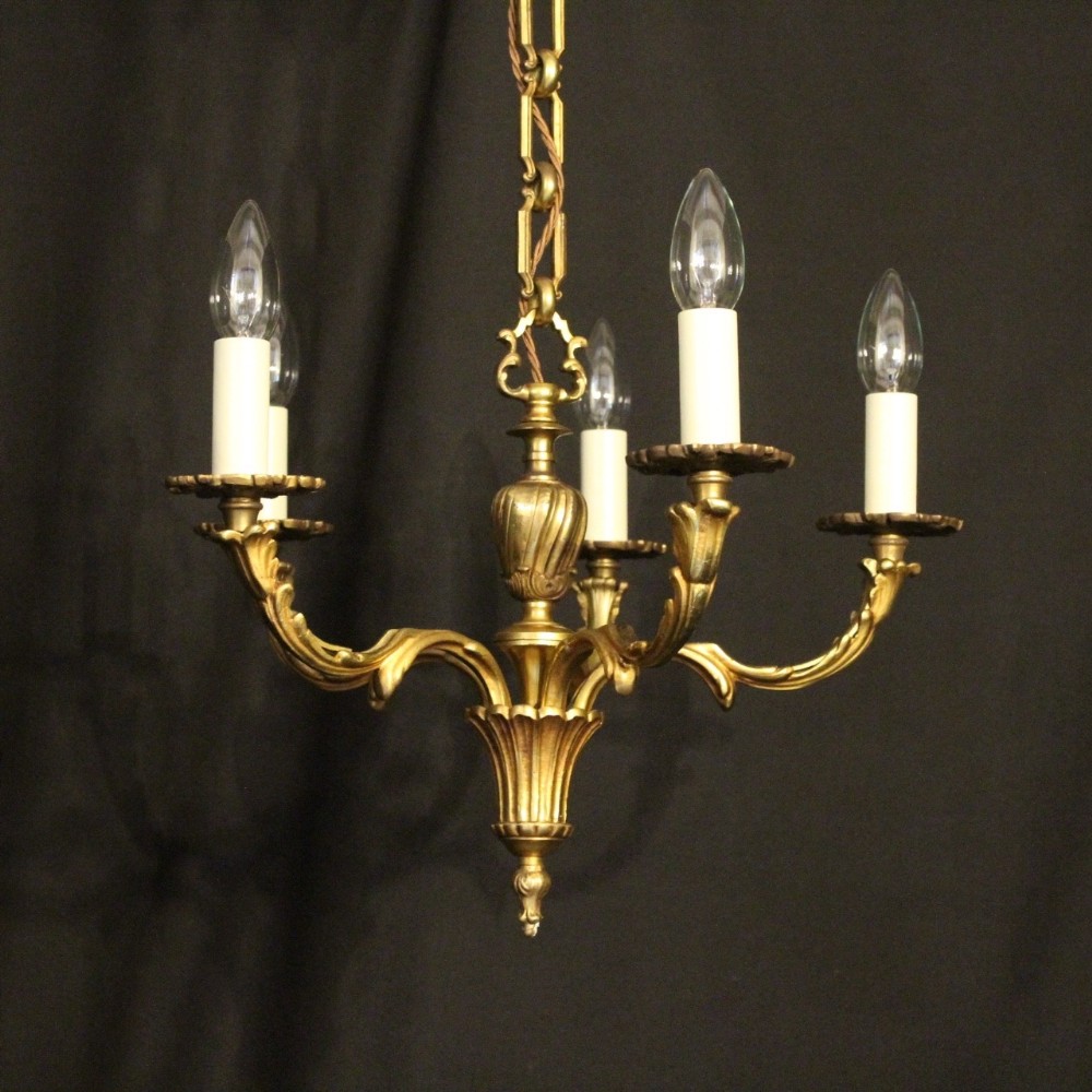 French Bronze 5 Light Antique Chandelier
