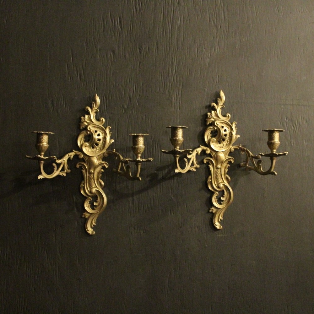 French Pair Of Bronze Antique Wall Sconces