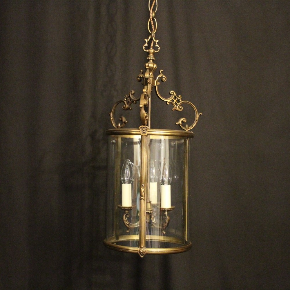 French Gilded Bronze Antique Hall Lantern