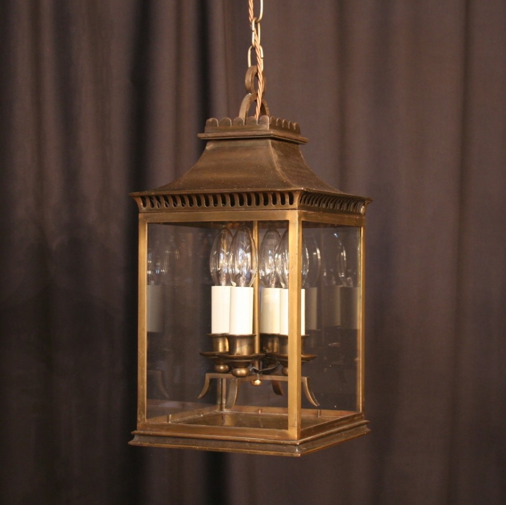 French Bronze Four Light Antique Hall Lantern