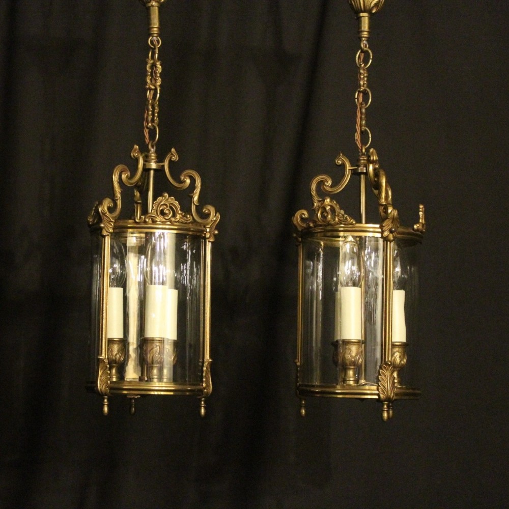 French Pair Gilded Antique Hall Lanterns