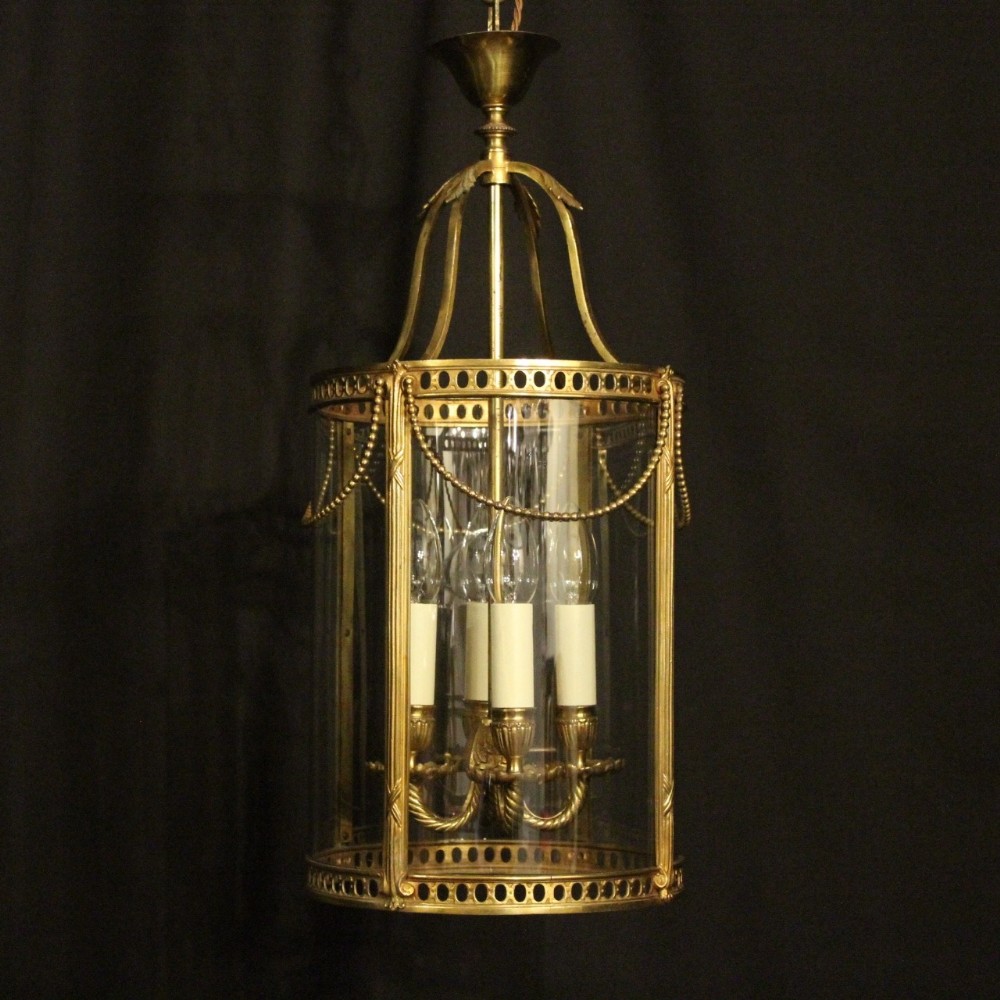 French Gilded Bronze Antique Hall Lantern