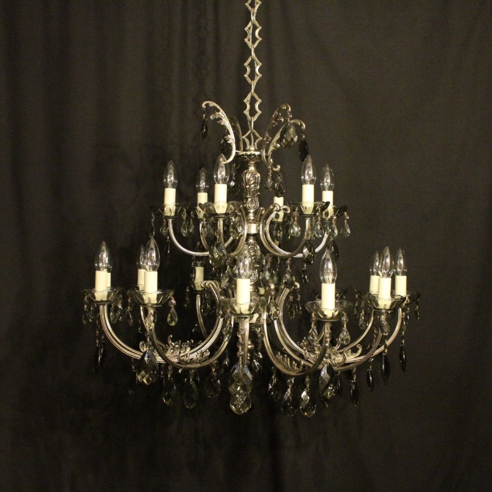 Italian Silver Gilded 18 Light Double Tiered Chandelier