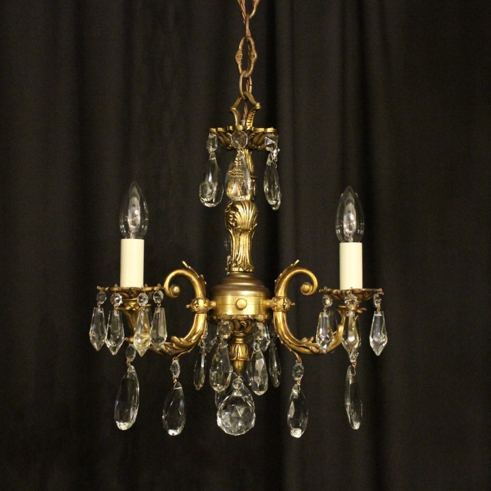 French Bronze Triple Light Antique Chandelier