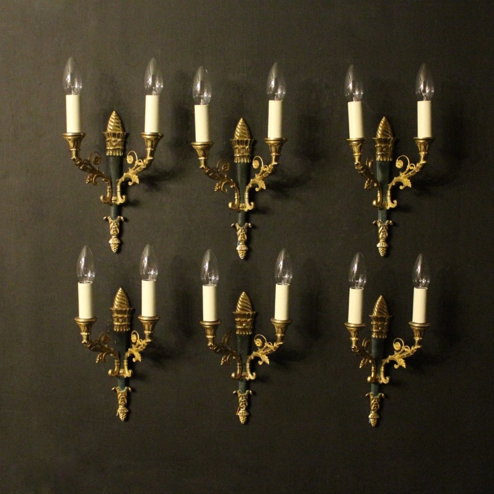 French Set Of 6 Empire Gilded Wall Lights