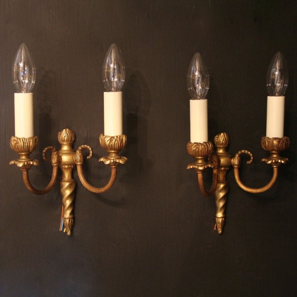 French Pair Of Bronze Antique Wall Lights
