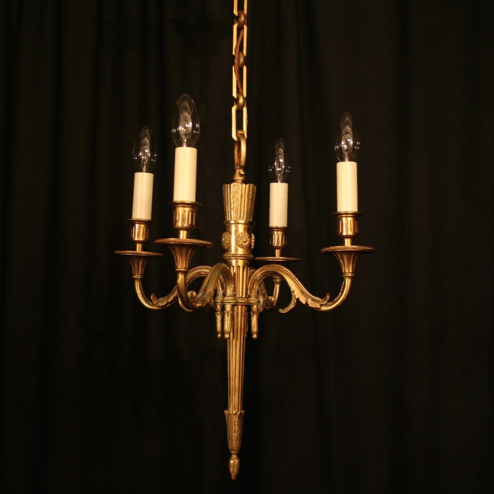 French Gilded 4 Light Antique Chandelier