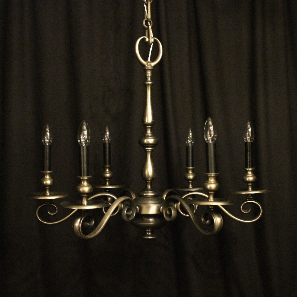 English Silver 6 Light Antique Chandelier