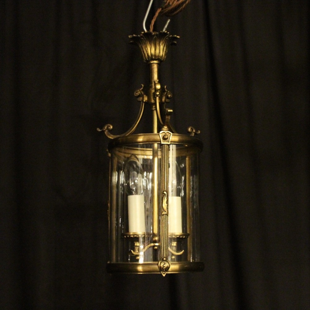 French Gilded Twin Light Antique Hall Lantern