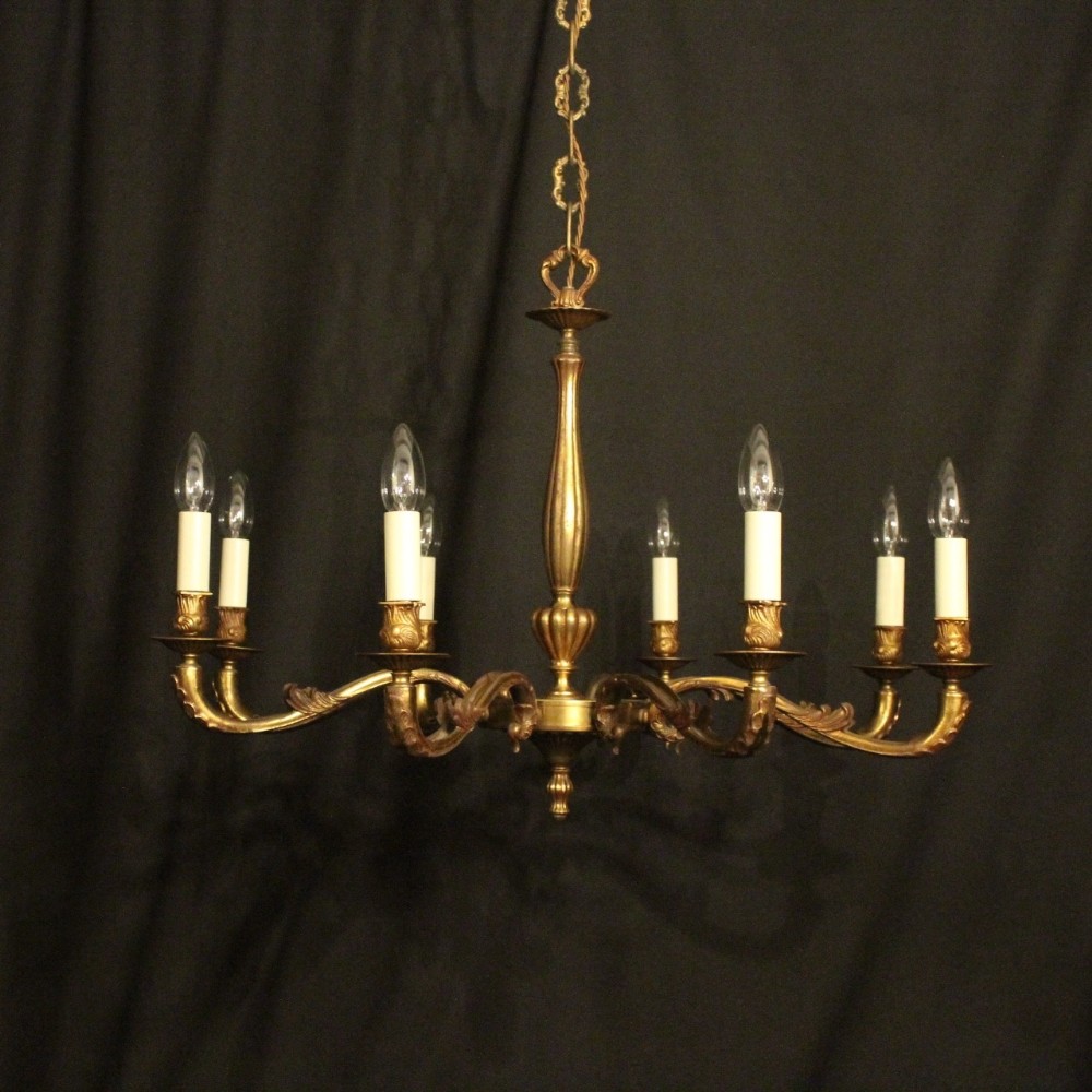 French Gilded Bronze 8 Light Chandelier