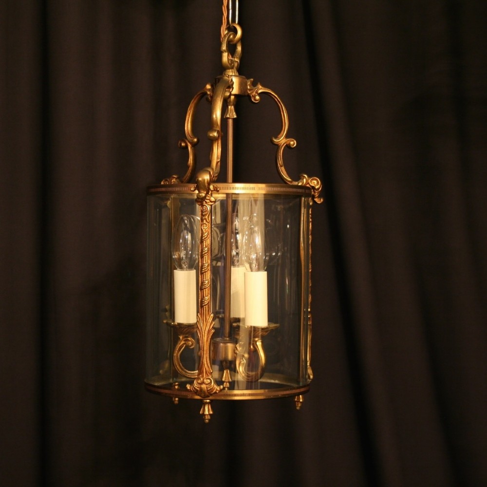 French Triple Light Antique Hall Lantern