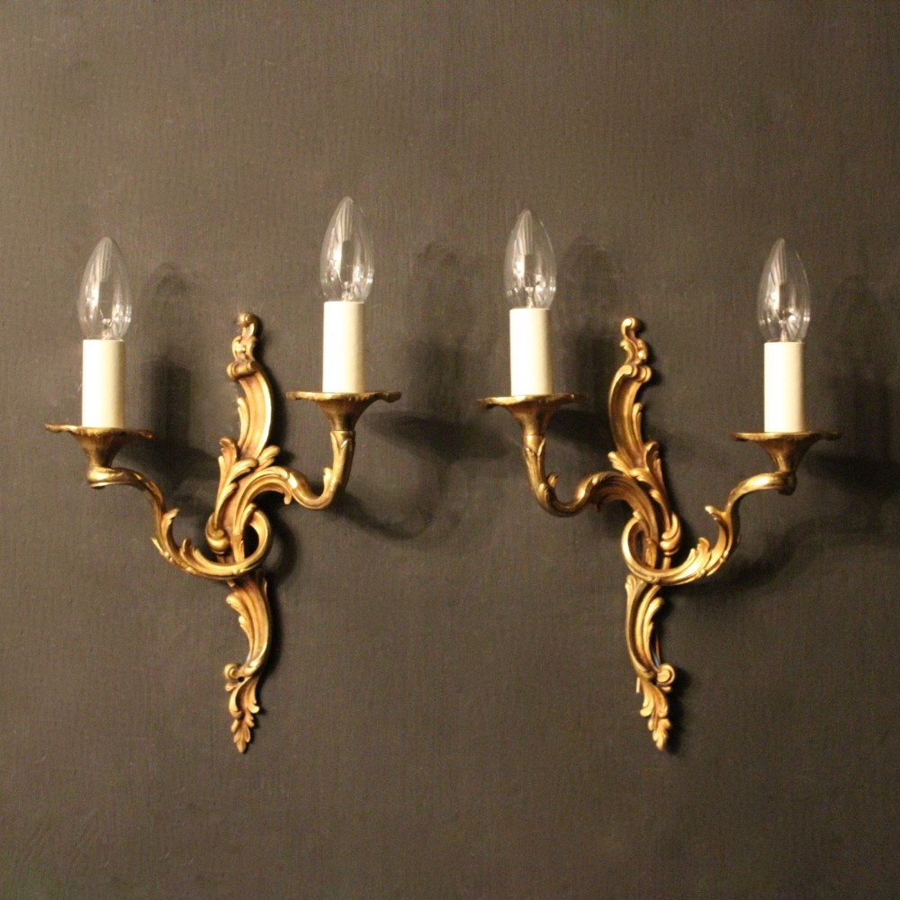 French Pair Of Gilded Antique Wall Lights