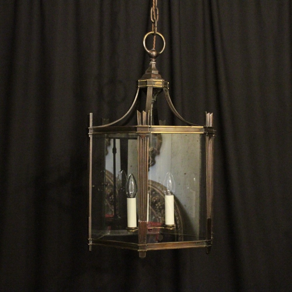 French Bronze Triple Light Antique Lantern