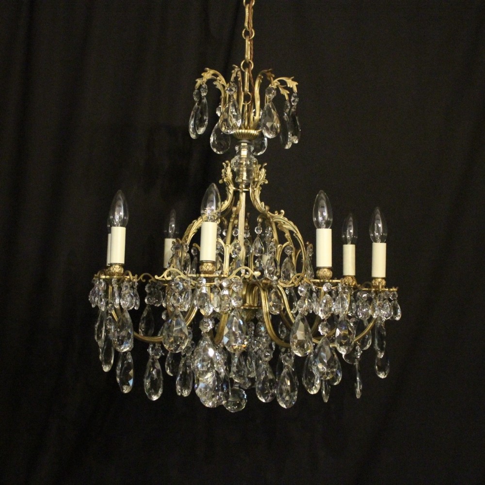 Italian Gilded 8 Light Cage Chandelier