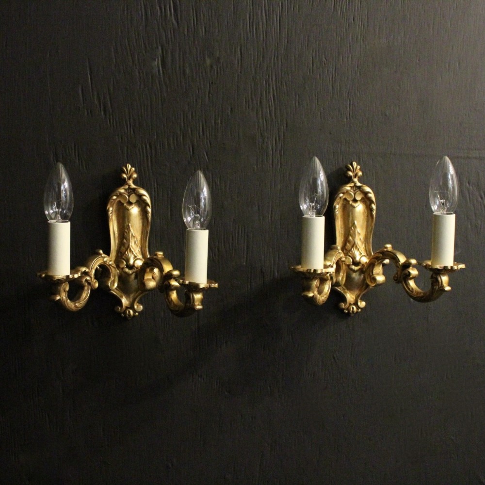French Pair Of Gilded Bronze Antique Wall Lights