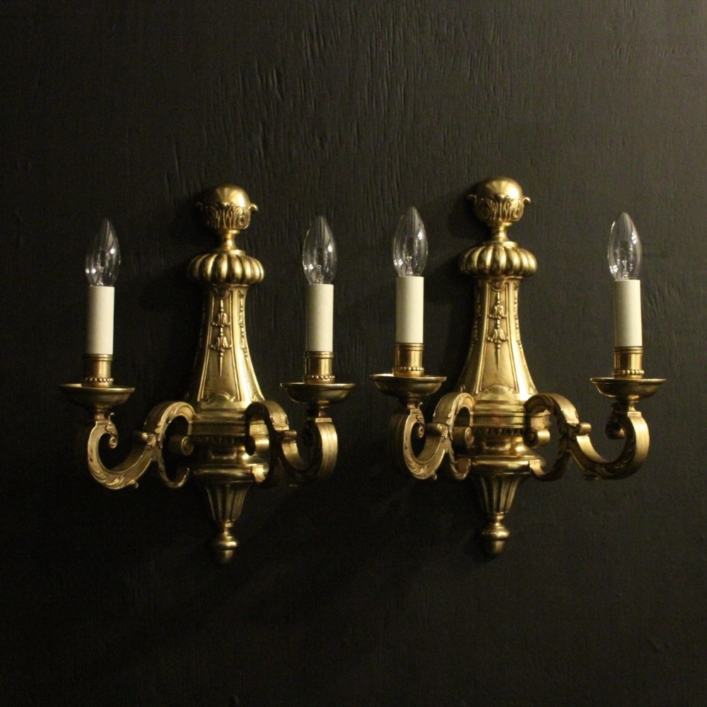 French Pair Bronze Antique Wall Lights