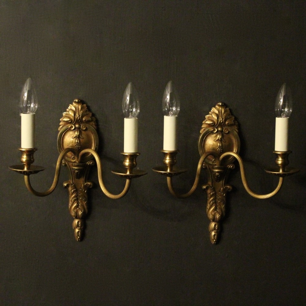 French Pair Of Gilded Bronze Antique Wall Lights